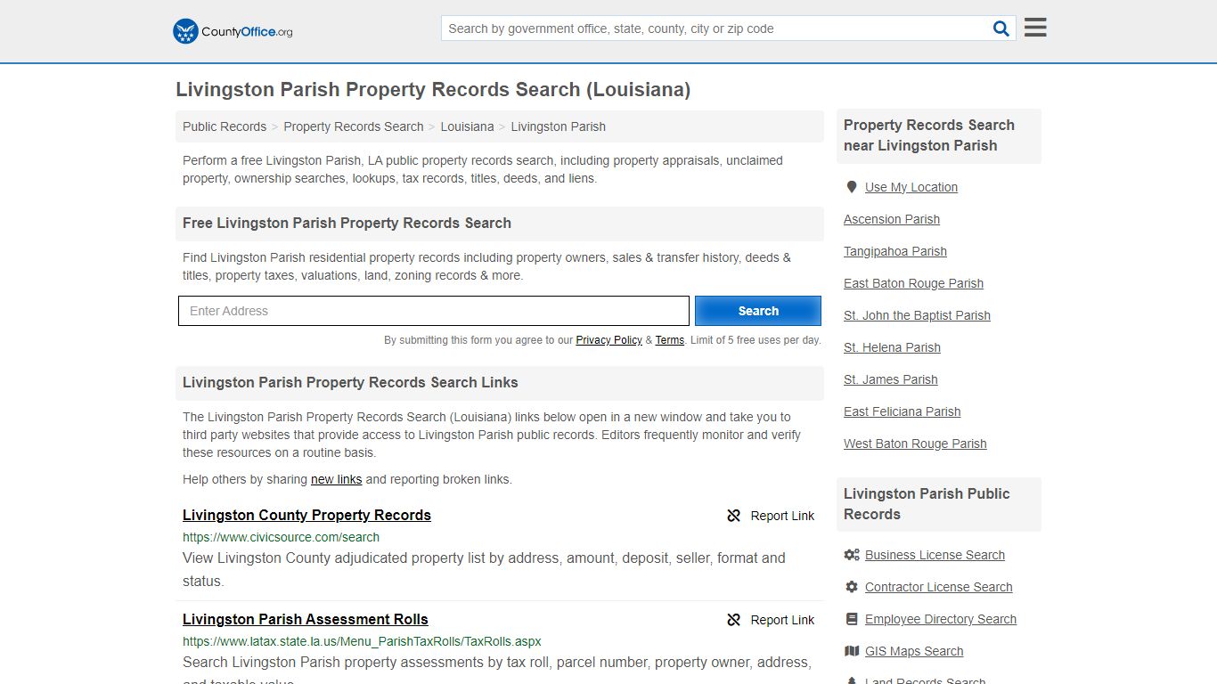 Livingston Parish Property Records Search (Louisiana) - County Office